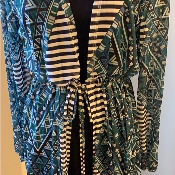 K + Glam Plus Size Woven Maxi Cardigan - Picture 3 of 7